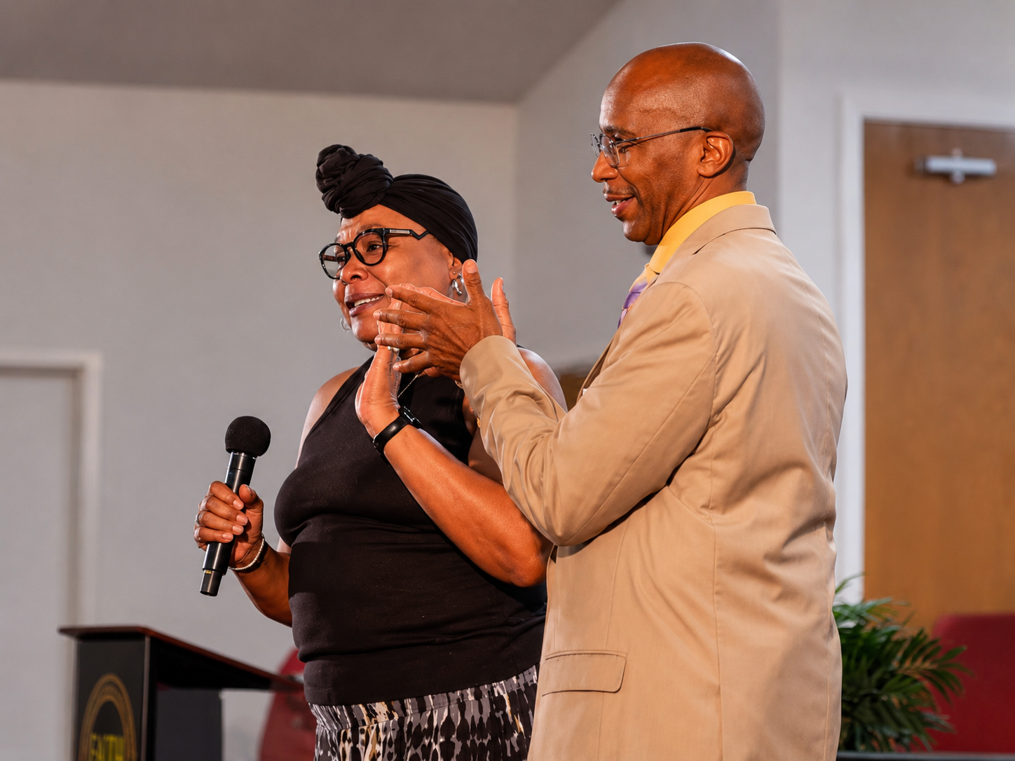 A ministry moment during service at New Pilgrim Rest